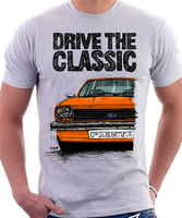 Drive The Classic Ford Fiesta Mk1 Small Bumper. T-shirt in White Colour