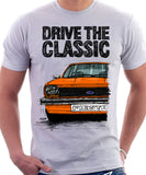 Drive The Classic Ford Fiesta Mk1 Small Bumper. T-shirt in White Colour