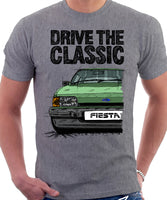 Drive The Classic Ford Fiesta Mk2 Ghia. T-shirt in Heather Grey Colour