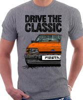 Drive The Classic Ford Fiesta Mk2 Ghia. T-shirt in Heather Grey Colour