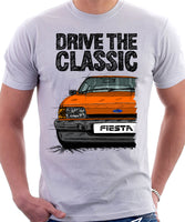 Drive The Classic Ford Fiesta Mk2 Ghia. T-shirt in White Colour