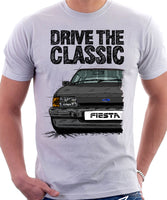 Drive The Classic Ford Fiesta Mk2 Ghia. T-shirt in White Colour