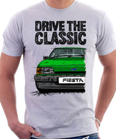 Drive The Classic Ford Fiesta Mk2 Ghia. T-shirt in White Colour