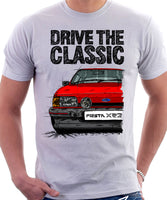 Drive The Classic Ford Fiesta Mk2 XR2 Spotlights . T-shirt in White Colour