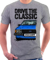 Drive The Classic Ford Escort MK3. T-shirt in Heather Grey Colour