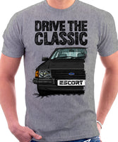 Drive The Classic Ford Escort MK3. T-shirt in Heather Grey Colour