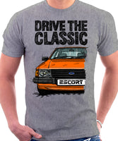 Drive The Classic Ford Escort MK3. T-shirt in Heather Grey Colour