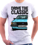 Drive The Classic Ford Escort MK3. T-shirt in White Colour