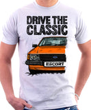 Drive The Classic Ford Escort MK3. T-shirt in White Colour