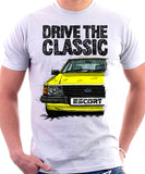 Drive The Classic Ford Escort MK3. T-shirt in White Colour