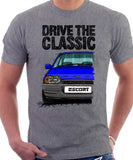 Drive The Classic Ford Escort Mk4 Ghia (Bumper Version 2). T-shirt in Heather Grey Colour