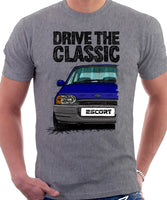 Drive The Classic Ford Escort Mk4 Ghia (Bumper Version 2). T-shirt in Heather Grey Colour