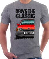 Drive The Classic Ford Escort Mk4 Ghia (Bumper Version 2). T-shirt in Heather Grey Colour