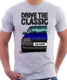 Drive The Classic Ford Escort Mk4 Ghia (Bumper Version 1). T-shirt in White Colour