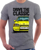 Drive The Classic Ford Escort Mk4 RS Turbo (Bumper Version 2). T-shirt in Heather Grey Colour