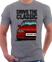 Drive The Classic Ford Escort Mk4 RS Turbo (Bumper Version 2). T-shirt in Heather Grey Colour