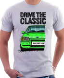 Drive The Classic Ford Escort Mk4 RS Turbo (Bumper Version 2). T-shirt in White Colour