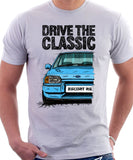 Drive The Classic Ford Escort Mk4 RS Turbo (Bumper Version 2). T-shirt in White Colour