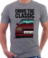 Drive The Classic Ford Escort Mk4 RS Turbo (Bumper Version 1). T-shirt in Heather Grey Colour