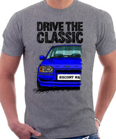 Drive The Classic Ford Escort Mk4 RS Turbo (Bumper Version 1). T-shirt in Heather Grey Colour