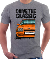 Drive The Classic Ford Escort Mk4 RS Turbo (Bumper Version 1). T-shirt in Heather Grey Colour