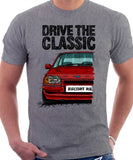 Drive The Classic Ford Escort Mk4 RS Turbo (Bumper Version 1). T-shirt in Heather Grey Colour