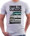 Drive The Classic Ford Escort Mk4 RS Turbo (Bumper Version 1). T-shirt in White Colour