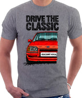 Drive The Classic Ford Escort Mk4 XR3i (Bumper Version 1). T-shirt in Heather Grey Colour