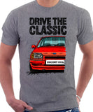 Drive The Classic Ford Escort Mk4 XR3i (Bumper Version 1). T-shirt in Heather Grey Colour