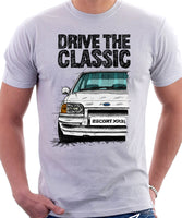 Drive The Classic Ford Escort Mk4 XR3i (Bumper Version 1). T-shirt in White Colour