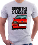 Drive The Classic Ford Escort Mk4 XR3i (Bumper Version 1). T-shirt in White Colour