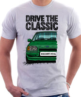 Drive The Classic Ford Escort Mk4 XR3i (Bumper Version 1). T-shirt in White Colour