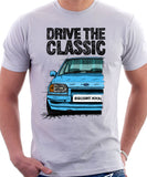 Drive The Classic Ford Escort Mk4 XR3i (Bumper Version 1). T-shirt in White Colour