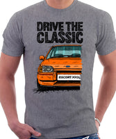 Drive The Classic Ford Escort Mk4 XR3i (Bumper Version 2). T-shirt in Heather Grey Colour