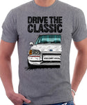 Drive The Classic Ford Escort Mk4 XR3i (Bumper Version 2). T-shirt in Heather Grey Colour