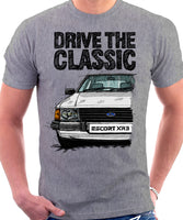 Drive The Classic Ford Escort MK3 XR3. T-shirt in Heather Grey Colour
