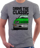 Drive The Classic Ford Sierra MK1 Early Model. T-shirt in Heather Grey Colour