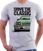 Drive The Classic Ford Sierra MK1 Early Model. T-shirt in White Colour