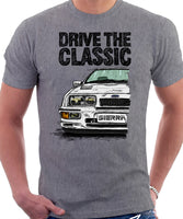 Drive The Classic Ford Sierra MK1 RS. T-shirt in Heather Grey Colour