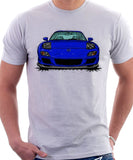 Mazda RX7 FD Late Model Lights Open. T-shirt in White Color