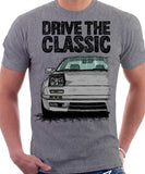 Drive The Classic Mazda RX7 Mk2 Late Model. T-shirt in Heather Grey Colour