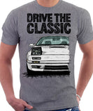Drive The Classic Mazda RX7 Mk2 Turbo Late Model. T-shirt in Heather Grey Colour