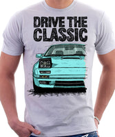 Drive The Classic Mazda RX7 Mk2 Turbo Late Model. T-shirt in White Colour