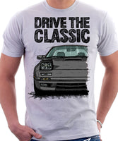 Drive The Classic Mazda RX7 Mk2 Turbo Late Model. T-shirt in White Colour