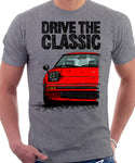 Drive The Classic Mazda RX7 Mk1  Early Model. T-shirt in Heather Grey Colour