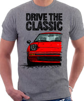 Drive The Classic Mazda RX7 Mk1  Early Model. T-shirt in Heather Grey Colour