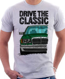 Drive The Classic Mercedes W126 Facelift Grey Bumpers T-shirt in White Colour