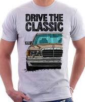 Drive The Classic Mercedes W126 Facelift Grey Bumpers T-shirt in White Colour