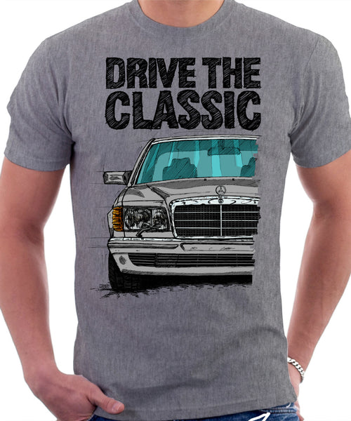 Drive The Classic Mercedes W126 Prefacelift  T-shirt in Heather Grey Colour
