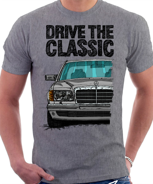 Drive The Classic Mercedes W126 Prefacelift Grey Bumpers T-shirt in Heather Grey Colour